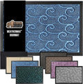 GORILLA GRIP 100% Waterproof All-Season WeatherMax Doormat, 47x35, US Designed Natural Rubber, Stain and Fade Resistant, Low Profile Indoor Outdoor Door Mats, Easy Clean Patio Mat, Ocean Blue Waves