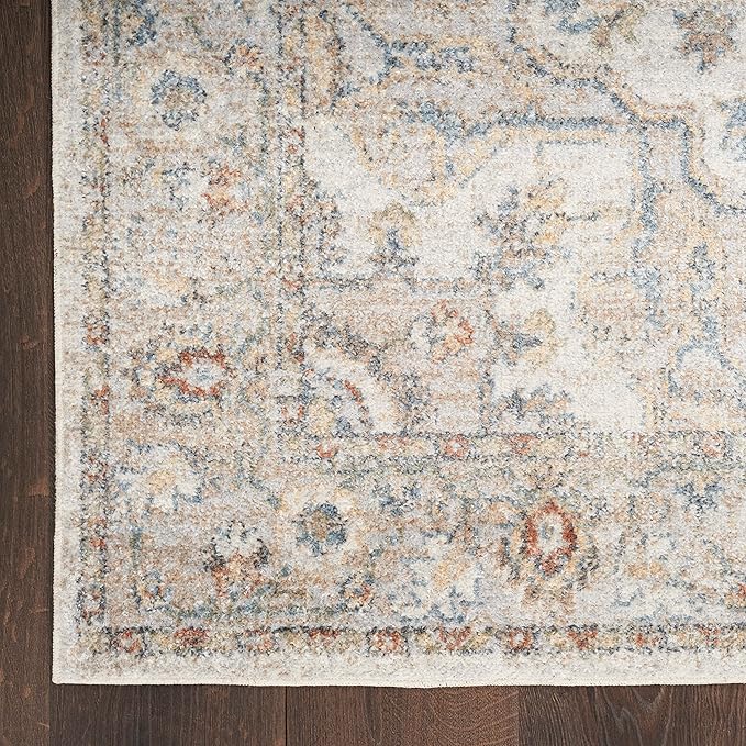Nourison Home Astra Machine Washable Traditional Grey/Multi 6'7" x 9' Area Rug, Easy Cleaning, Non Shedding, Bed Room, Living Room, Dining Room, Kitchen (7x9)