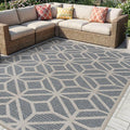 Rugshop Blue Contemporary Geometric Indoor/Outdoor Area Rug — Hose Washable for Living Room, Dining Room and Bedroom, 5' x 7'