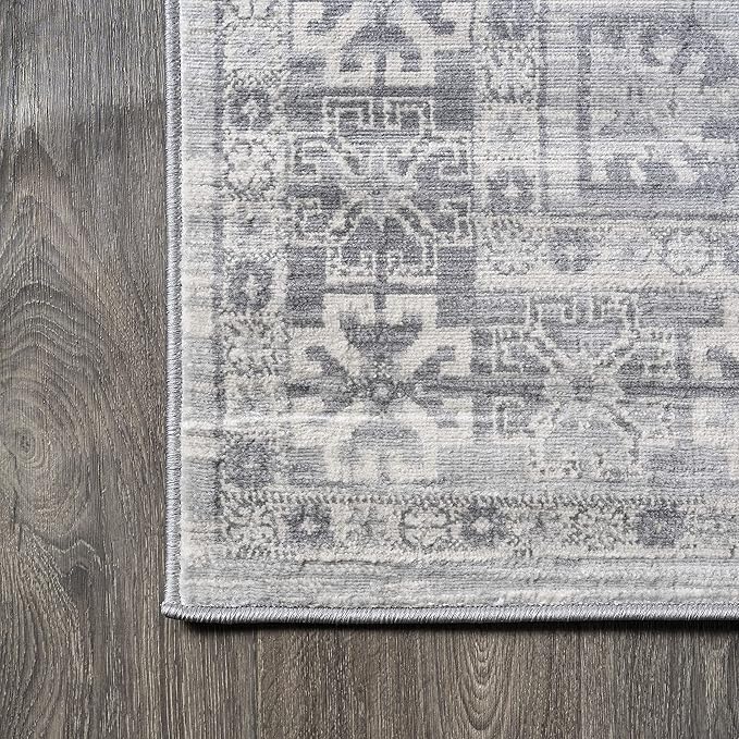 JONATHAN Y Modern Vintage Medallion Light Grey Runner Rug, 2x10, Country, Floral, Easy-Cleaning for Living Room, Bedroom, Kitchen, Pet Friendly, Non-Shedding (MDP108B-210)