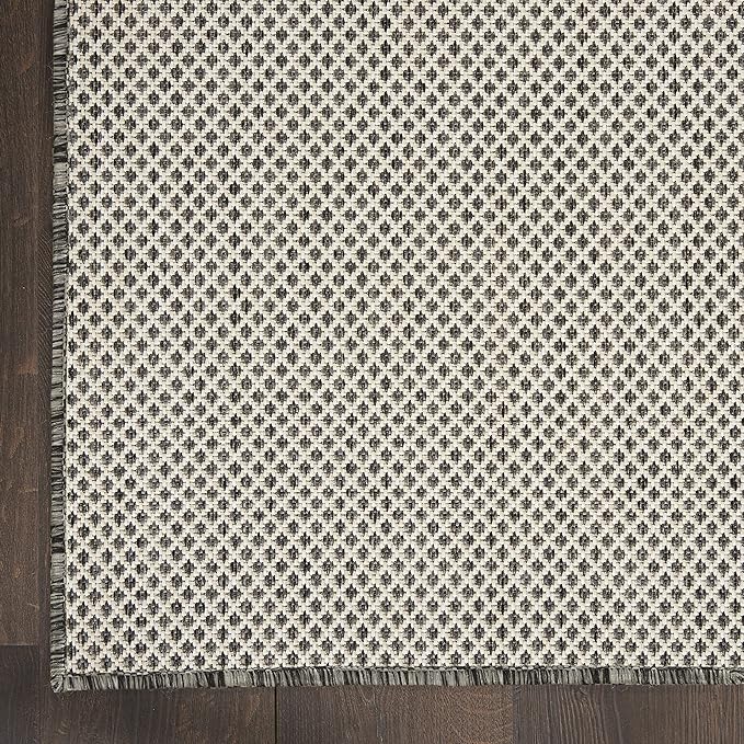 Nourison Home Courtyard Ivory Charcoal 8' x 10' Area Rug - Easy Clean, Non Shedding, Bed Room, Living Room, Dining Room, Kitchen (8' x 10')