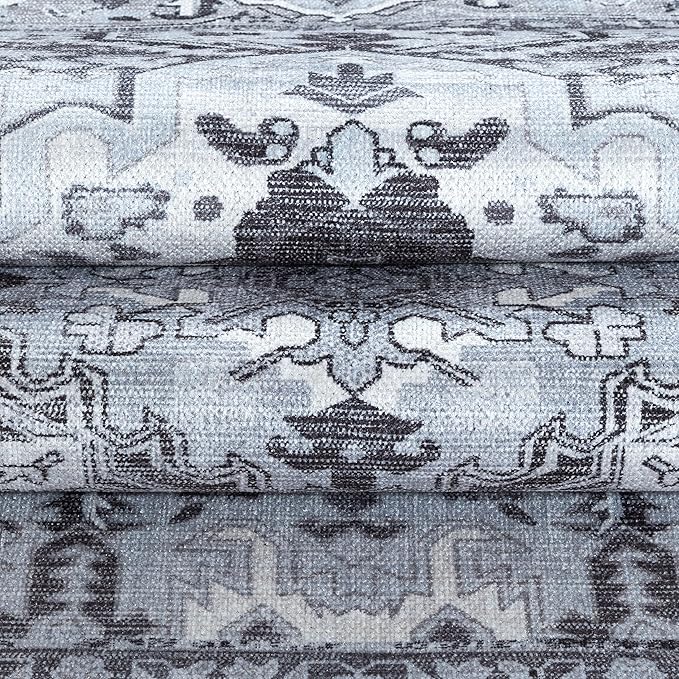 Washable Area Rug. Modern Farmhouse. Vintage. Turkish. Bohemian. Distressed. Oriental. Traditional. Rugs for Living Room. Dining. Bedroom. Office. Entryway. Foyer. (861GG, 7'5" x 9'8")