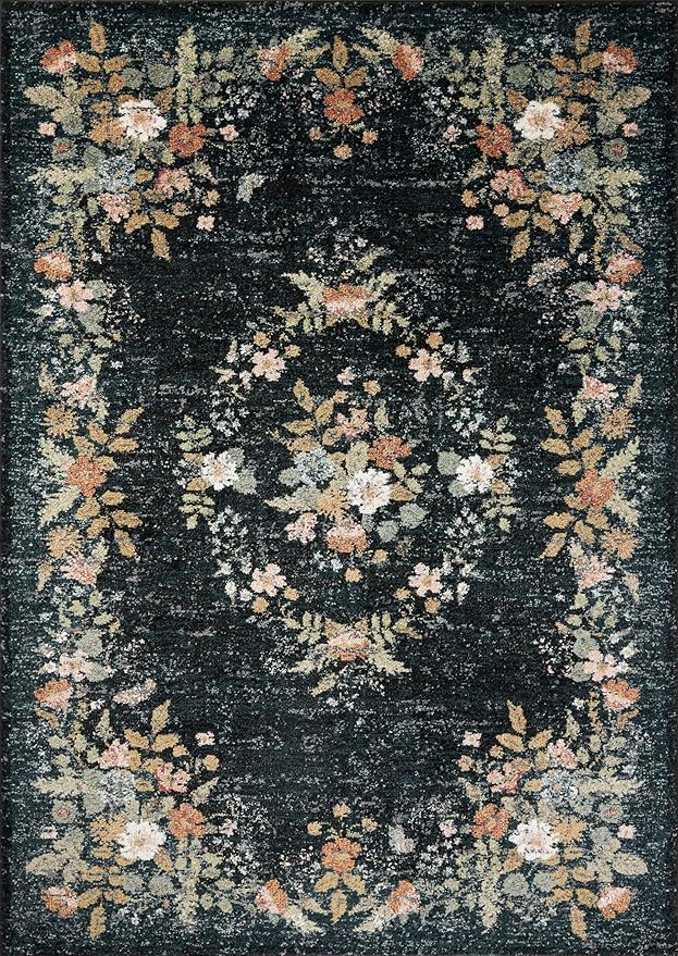 Loloi Rifle Paper Co. Laurel Collection LAU-01 Dark Navy 9'-2" x 12'-2" Area Rug