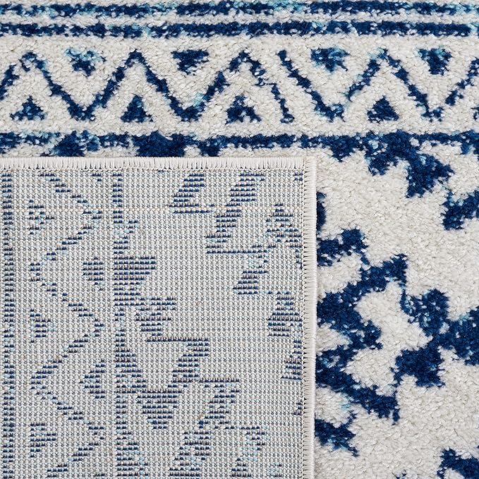 SAFAVIEH Tulum Collection Runner Rug - 2' x 21', Ivory & Navy, Moroccan Boho Tribal Design, Non-Shedding & Easy to Clean, Ideal for Living Room, Hallway, Foyer, Bedroom (TUL272D)