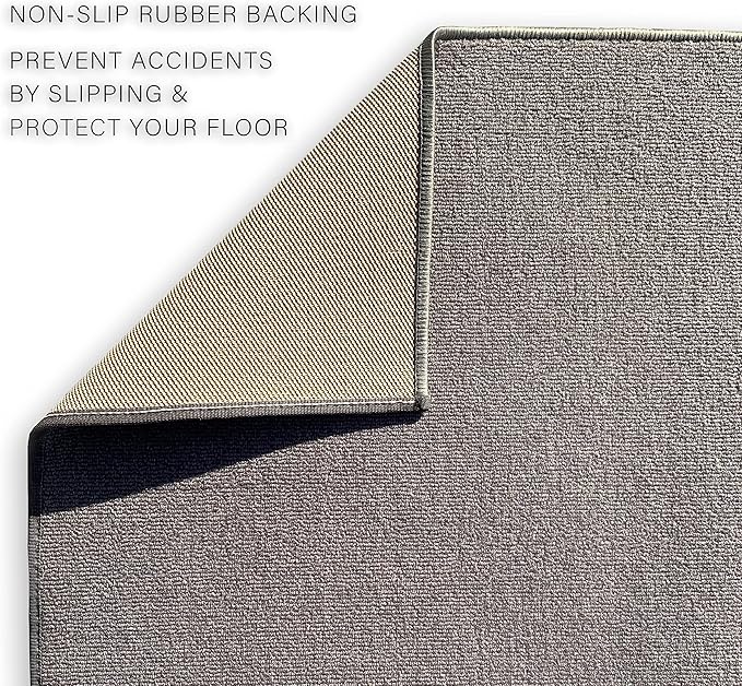 Custom Made Runner Rug Low Pile with Rubber Backing for Kitchen Foyer Hallway Entry Choose Your Length Size 26 Inch Wide Solid and Plain Grey Color (40 feet x 26 inch)