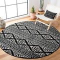 SAFAVIEH Tulum Collection Area Rug - 11' Round, Black & Ivory, Moroccan Boho Tribal Design, Non-Shedding & Easy to Clean, Ideal for Living Room, Bedroom, Dining Space (TUL272Z)
