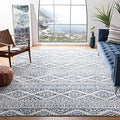 SAFAVIEH Tulum Collection Area Rug - 8' Square, Ivory & Navy, Moroccan Boho Tribal Design, Non-Shedding & Easy to Clean, Ideal for Living Room, Bedroom, Dining Space (TUL272D)