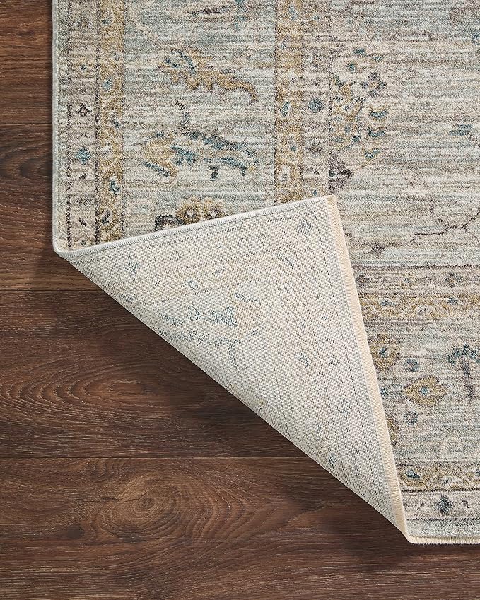Loloi Magnolia Home by Joanna Gaines Millie Collection MIE-02 Sky/Gold 3'-6" x 5'-6", .25" Pile Height, Accent Rug