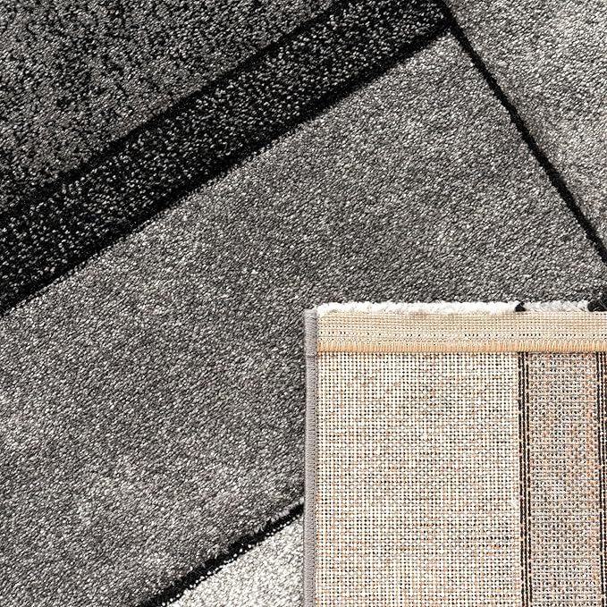 Paco Home Area Rug Modern Geometric Pattern in Grey White, Size: 5'3" x 7'7"