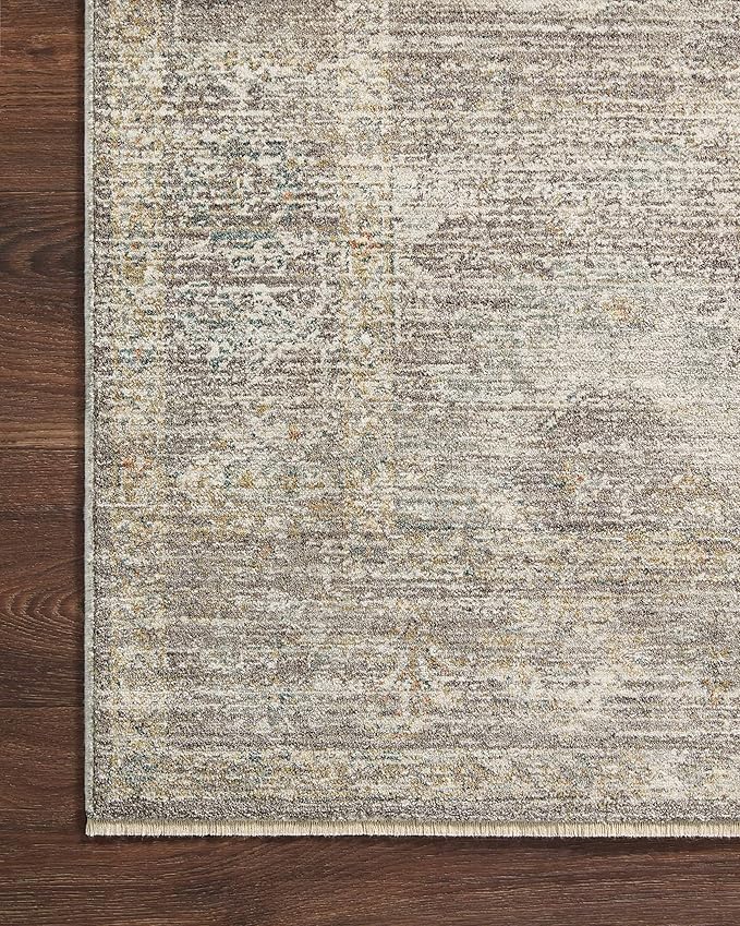 Loloi Magnolia Home by Joanna Gaines Millie Collection MIE-05 Stone/Natural 5'-3" x 5'-3", .25" Pile Height, Round Area Rug