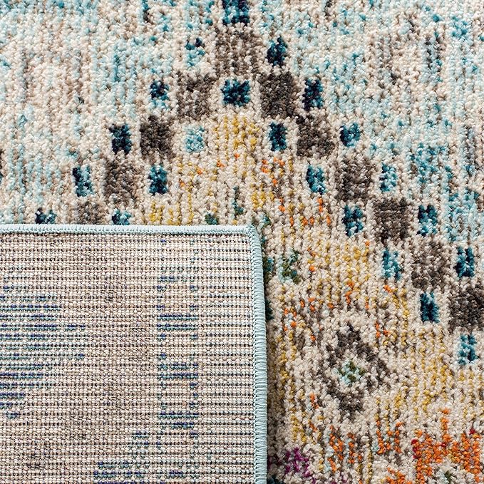 SAFAVIEH Madison Collection Accent Rug - 2'2" x 4', Blue & Yellow, Boho Diamond Distressed Design, Non-Shedding & Easy Care, Ideal for High Traffic Areas in Entryway, Living Room, Bedroom (MAD418K)