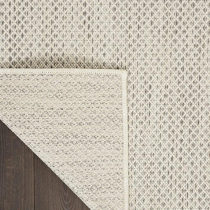 Nourison Home Courtyard Ivory Silver 6' x Square Area Rug - Easy Clean, Non Shedding, Bed Room, Living Room, Dining Room, Kitchen (6' x Square)