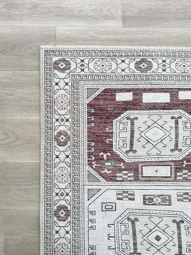 Fame Living Faded Oushak Rug, Turkish Vintage Floral Pastel Large Oversized Area Rugs for Living Room Dining Bedroom Kitchen Bathroom Nursery (848CrRd, 5' x 6'9")