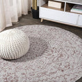 JONATHAN Y Boho Medallion Indoor Outdoor Round Area Rug 6 Ft Red/Taupe, Estrella Textured Weave for Backyard, Patio, Porch, Easy-Cleaning, High Traffic, Pet-Friendly, Non-Shedding (SMB105A-6R)