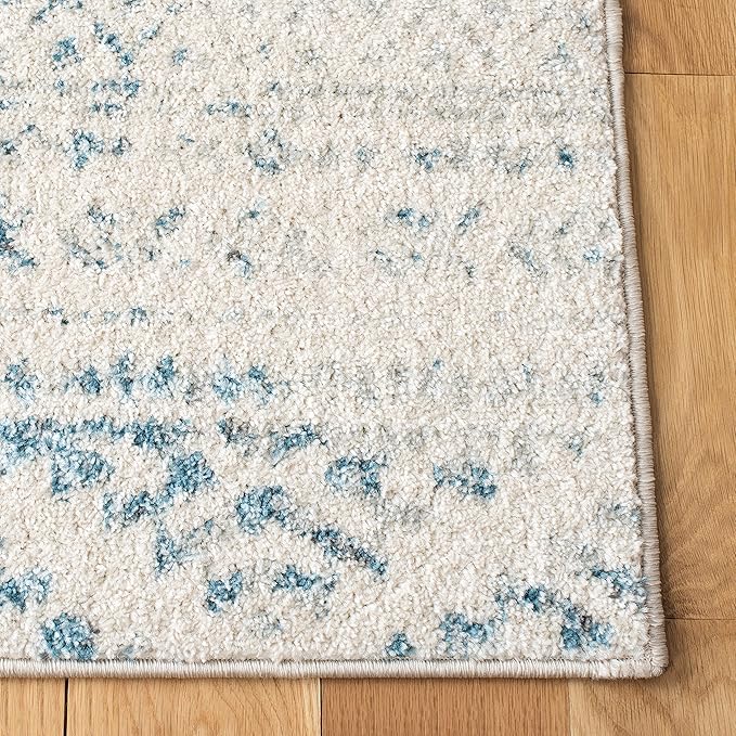 SAFAVIEH Tulum Collection Runner Rug - 2' x 21', Ivory & Turquoise, Moroccan Boho Tribal Design, Non-Shedding & Easy to Clean, Ideal for Living Room, Hallway, Foyer, Bedroom (TUL272E)