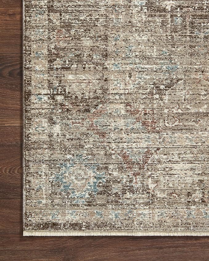 Loloi Magnolia Home by Joanna Gaines Millie Collection MIE-03 Charcoal/Dove 5'-3" x 7'-6", .25" Pile Height, Area Rug