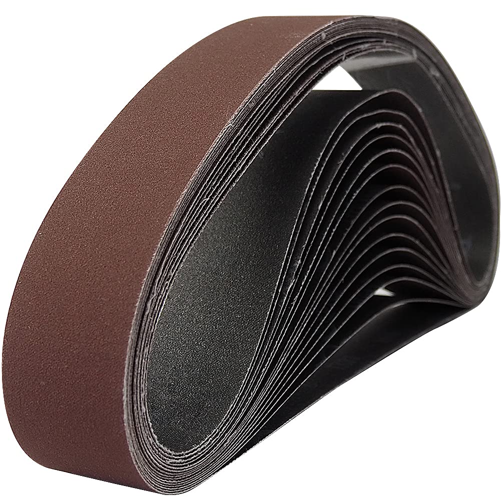 abrasticle 15-Pc 2x42in Aluminum Oxide Sanding Belts – 80/120/150/240/400 Grit
