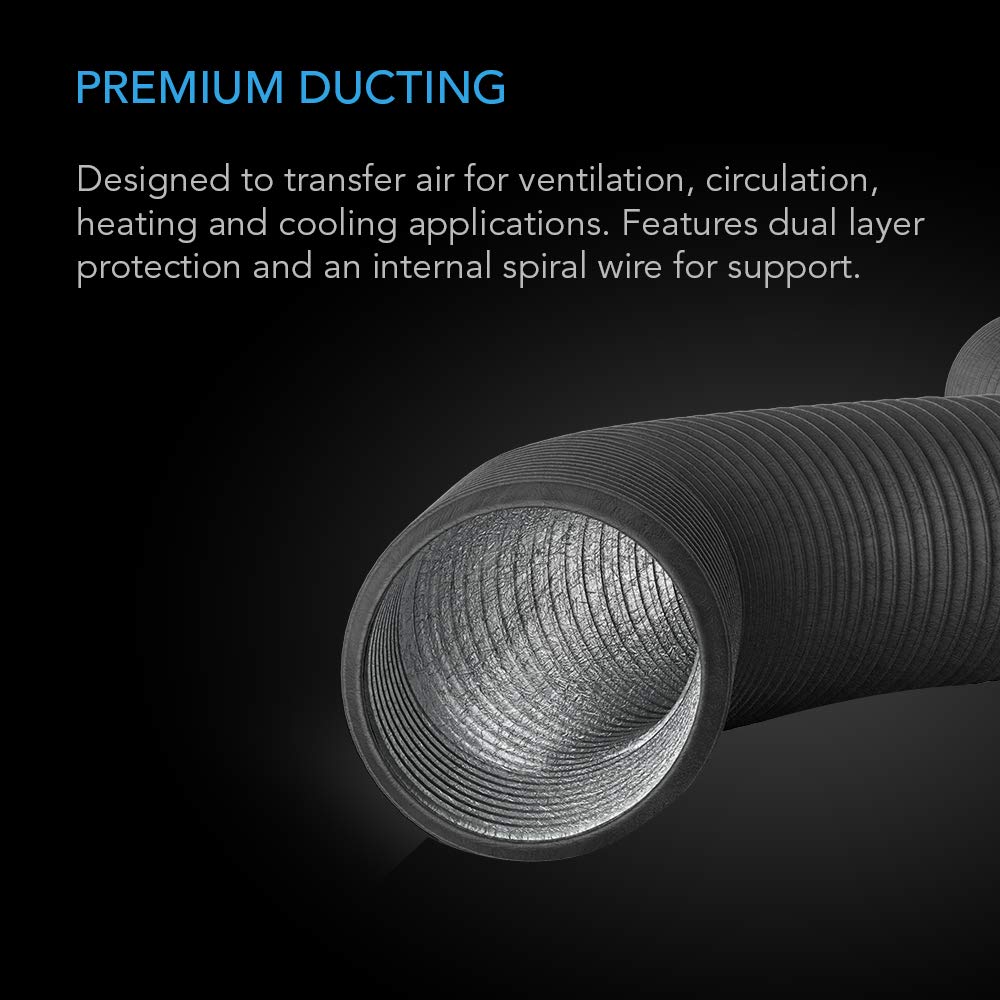 AC Infinity Flexible 6-Inch Aluminum Ducting – 8 ft, Four-Layer Protection