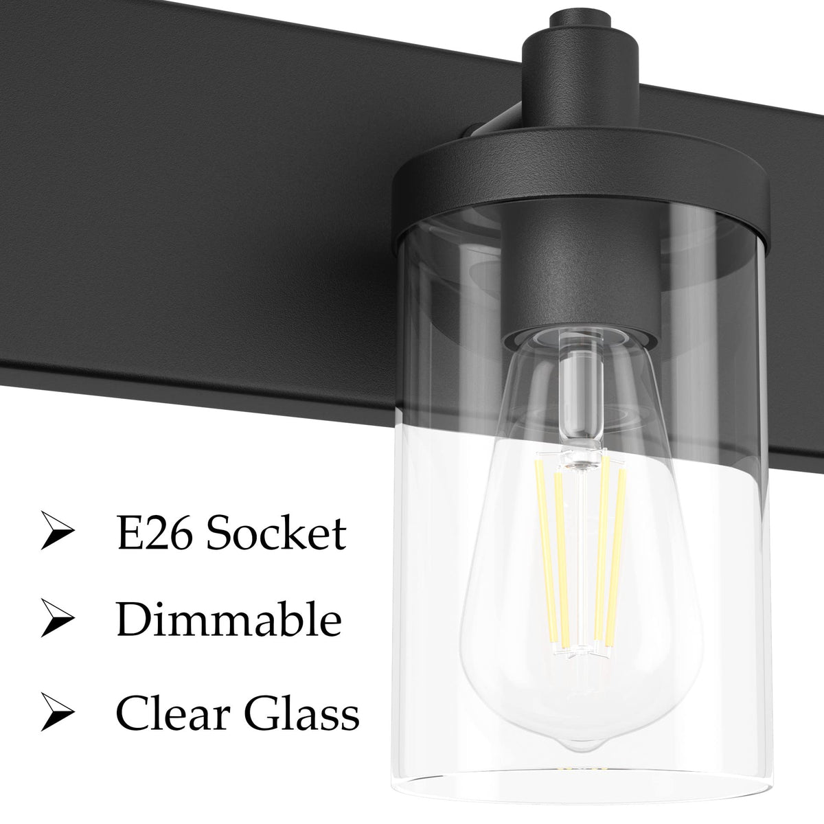 Aipsun 48in Vanity Light – Black 6-Light Fixture with Clear Glass Shades (Excludes Bulbs)