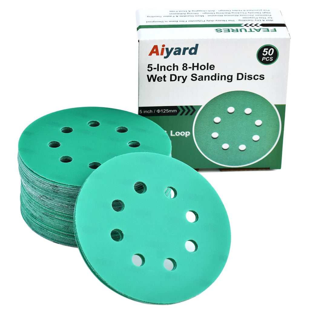 Aiyard 5-Inch 1000 Grit Wet/Dry Sanding Discs – 50 Pack for 5-Inch Random Orbital Sanders