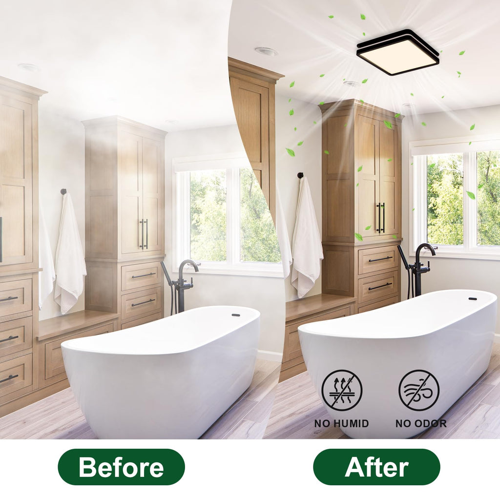 Akicon 80CFM Bathroom Exhaust Fan with Light – 3CCT LED, Nightlight, 2.0 Sones