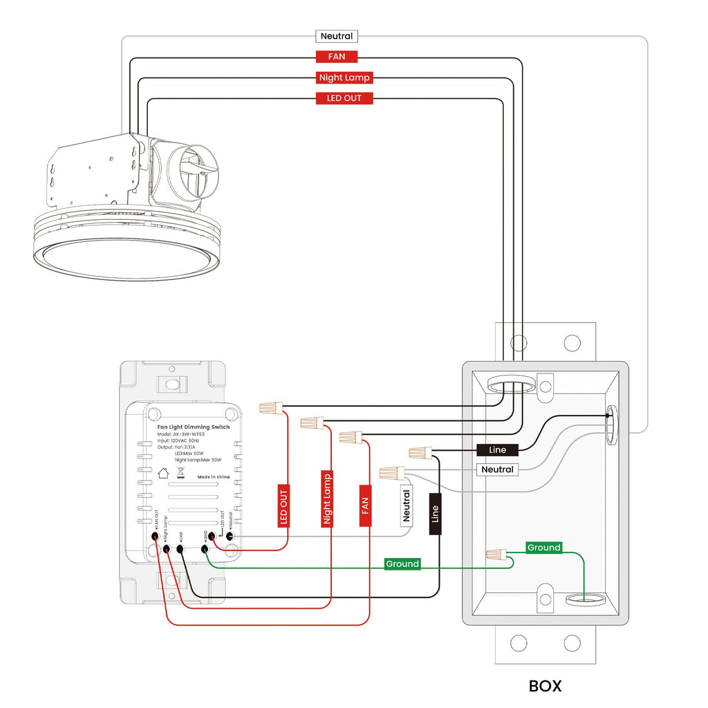 Akicon 80CFM Bathroom Exhaust Fan with Light – 3CCT LED, Nightlight, 2.0 Sones