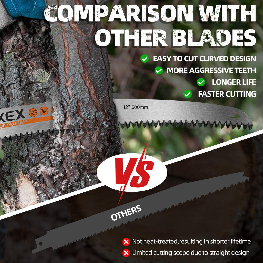 ALEXEX 12-Inch 6TPI Arc Curved Reciprocating Saw Blades – 6 Pack for Wood Pruning