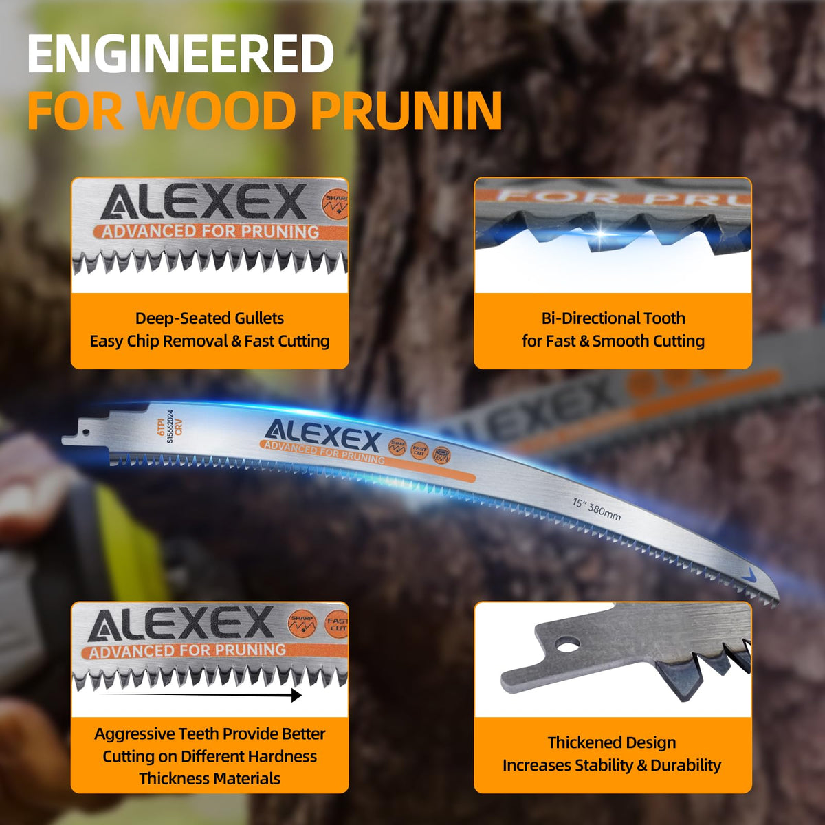 ALEXEX 12-Inch 6TPI Arc Curved Reciprocating Saw Blades – 6 Pack for Wood Pruning