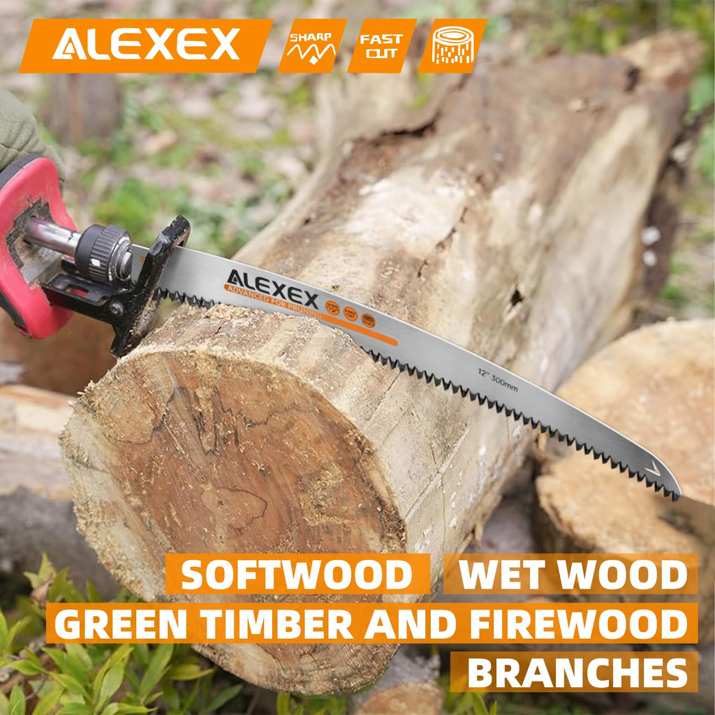 ALEXEX 12-Inch 6TPI Arc Curved Reciprocating Saw Blades – 6 Pack for Wood Pruning