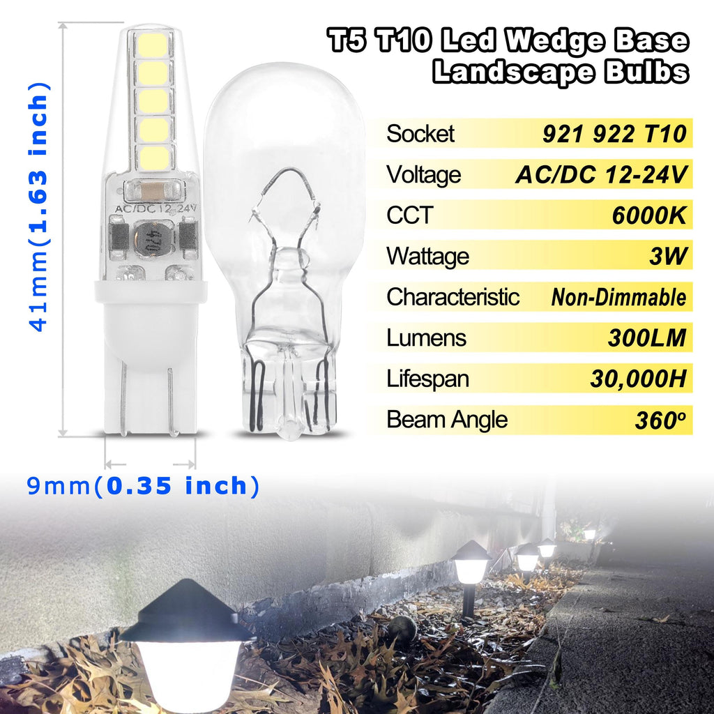 ALIDE T10 T5 LED Bulbs – 10-Pack 6000K Cool White for RV, Camper, Boat, Trunk & Dome Lights (12V)