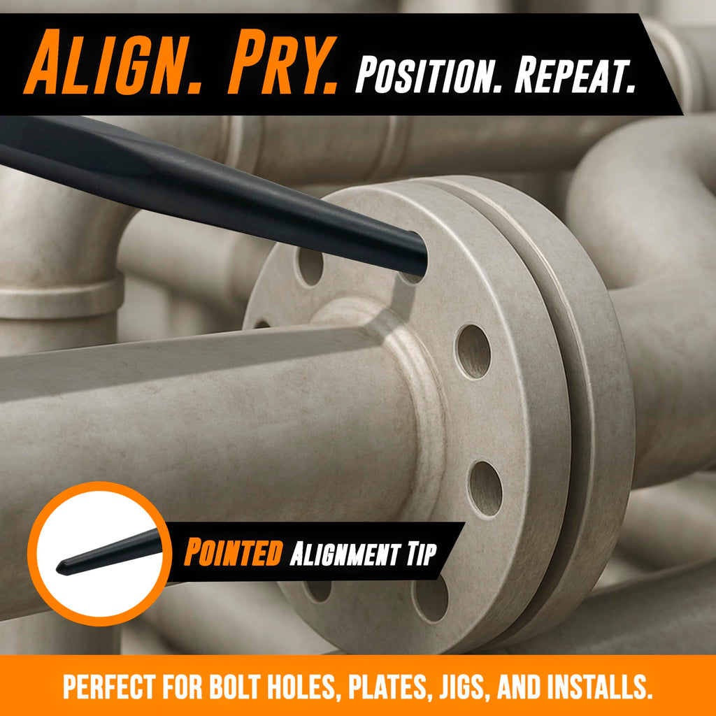 AMERICAN MUTT TOOLS – Mutt Tools 14-Inch Heavy Duty Alignment Pry Bar | Sleever Bar for Line-Up & Spud Work