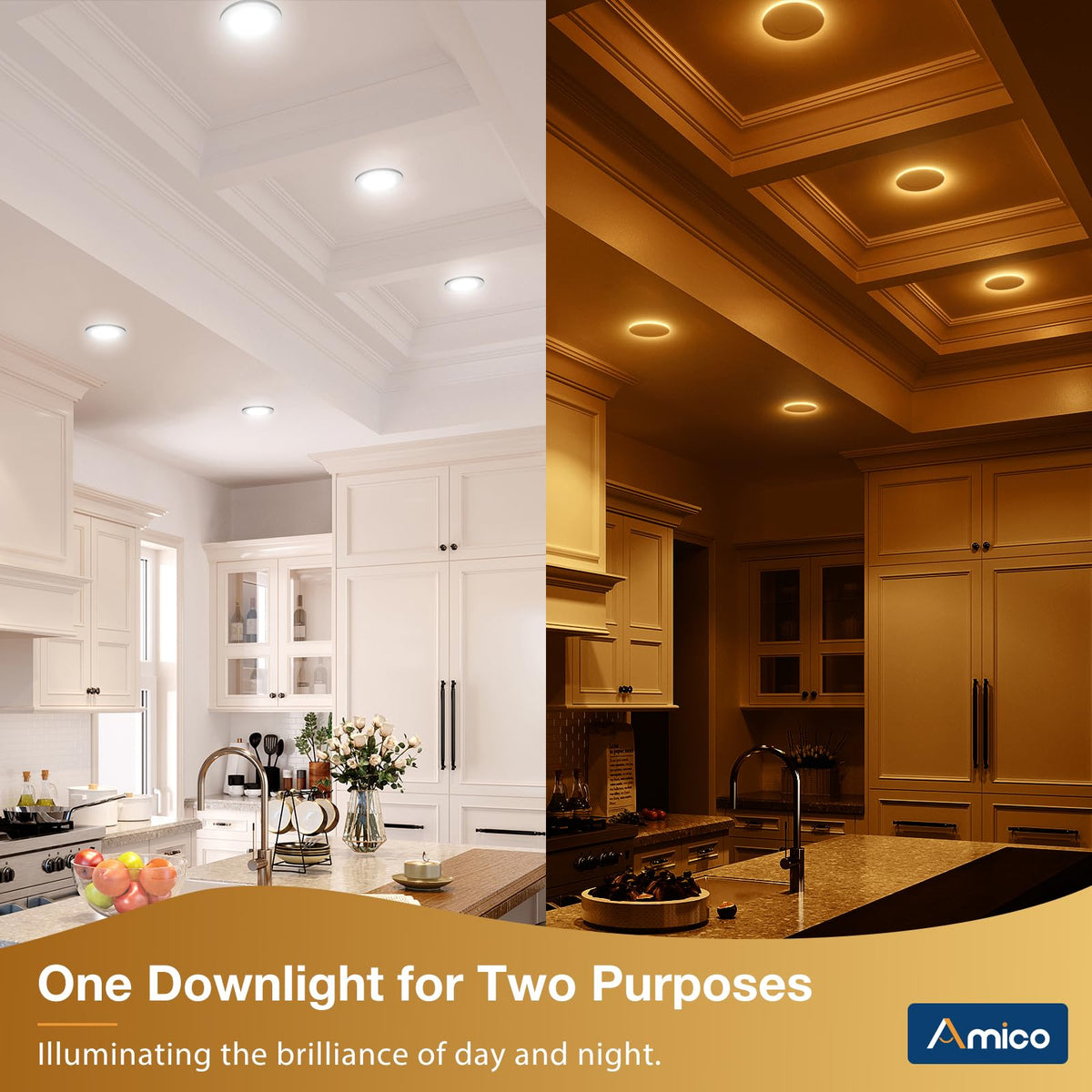Amico 24-pack 4-Inch LED Recessed Light with Night Light – 5CCT Dimmable Canless Wafer, 2700K-5000K, ETL & FCC