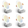 Amico 4 Pack 6-Inch 5CCT Ultra-Thin LED Recessed Light with Junction Box – Dimmable, Damp Location, IC Rated, ETL & FCC