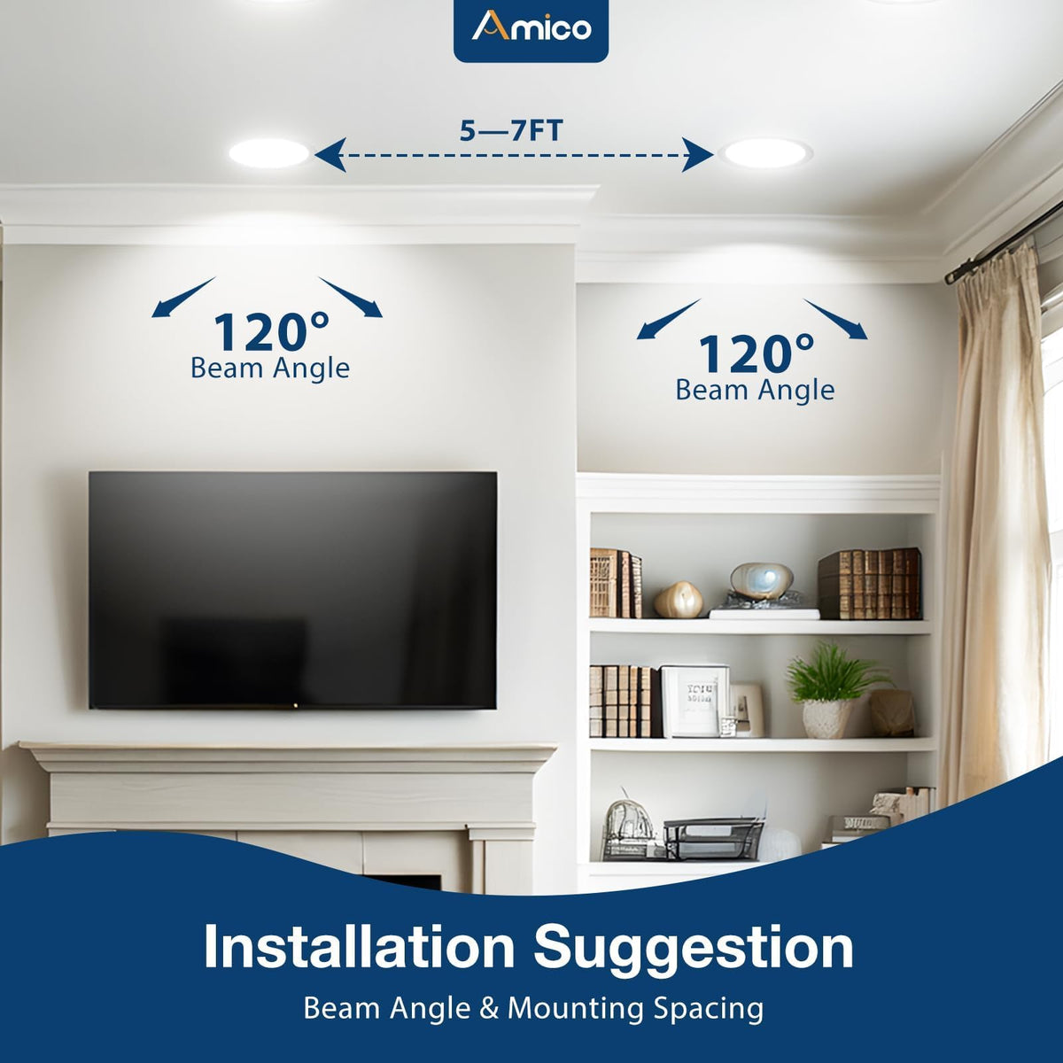 Amico 4 Pack 6-Inch 5CCT Ultra-Thin LED Recessed Light with Junction Box – Dimmable, Damp Location, IC Rated, ETL & FCC
