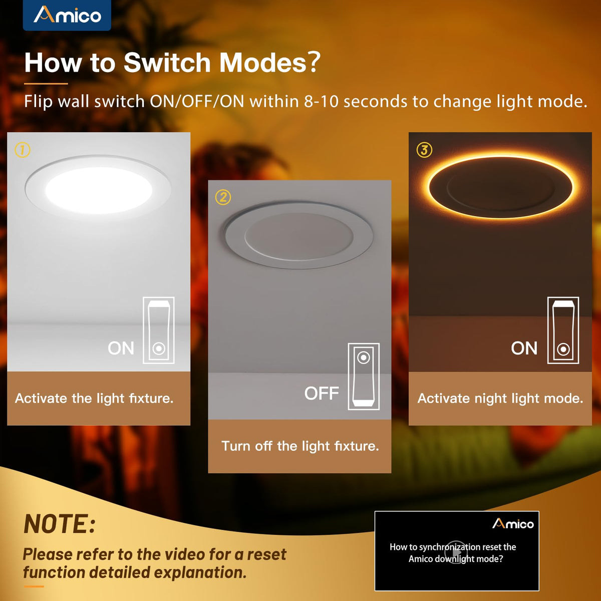 Amico 24-pack 4-Inch LED Recessed Light with Night Light – 5CCT Dimmable Canless Wafer, 2700K-5000K, ETL & FCC