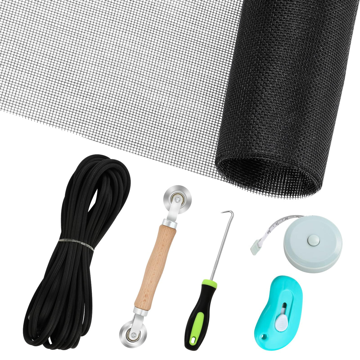 Amzjjle 6-Piece Window Screen Repair Kit | Fiberglass Mesh, Tools, 59x106