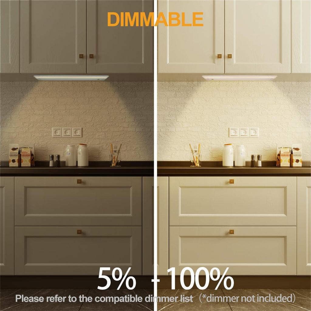 Ansen 4-Pack 24in Under-Cabinet Lighting — Dimmable LED, 2700K-5000K, CRI>92