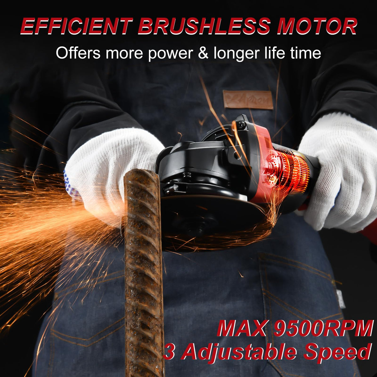 AOBEN 21V Cordless Angle Grinder – Brushless, 4-1/2 in, Dual Battery Kit