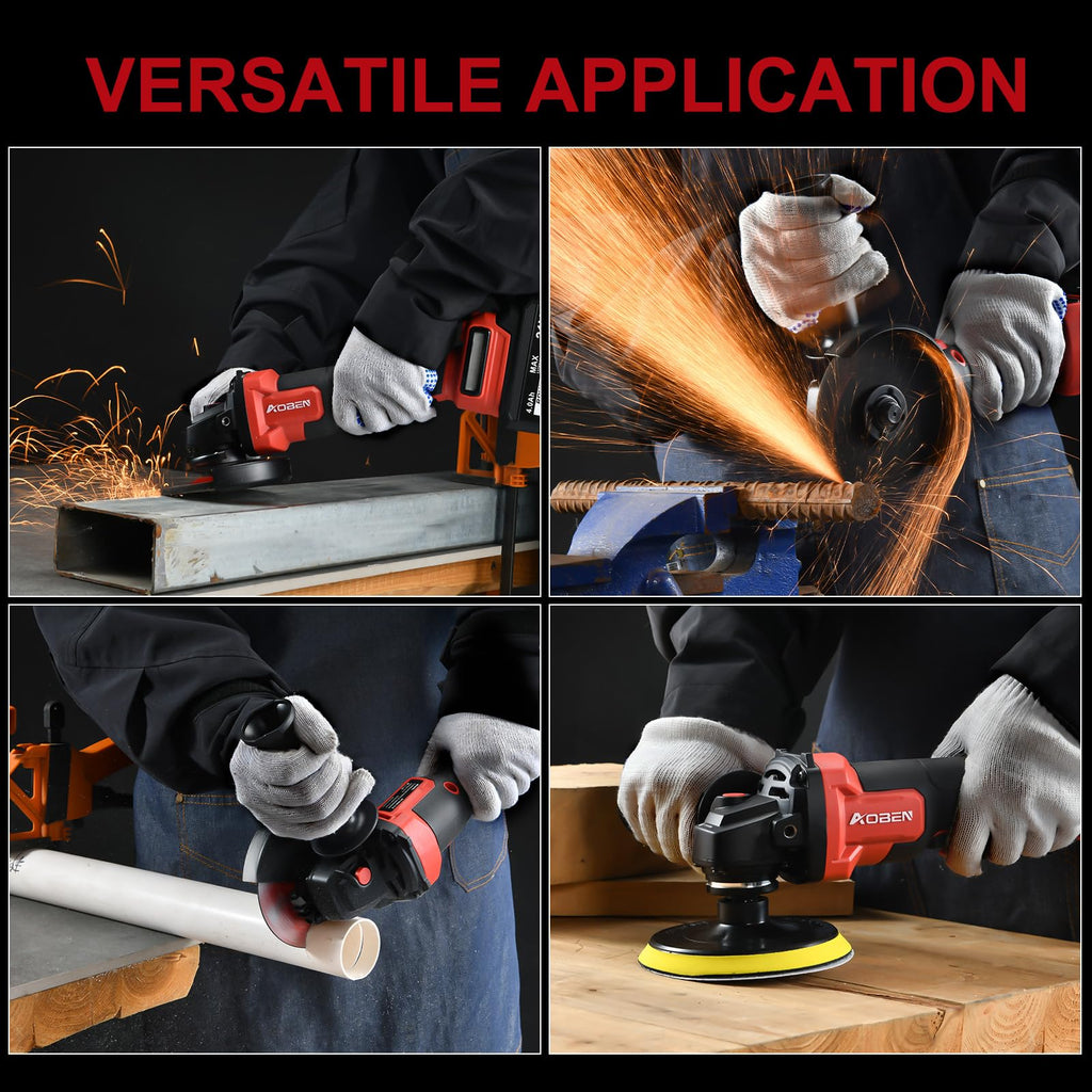 AOBEN 21V Cordless Angle Grinder – Brushless, 4-1/2 in, Dual Battery Kit