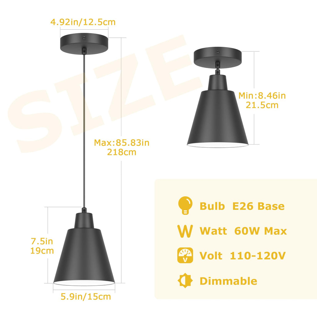Aoceley Industrial Pendant Lights – 3-Pack Black Farmhouse Fixtures for Kitchen Island