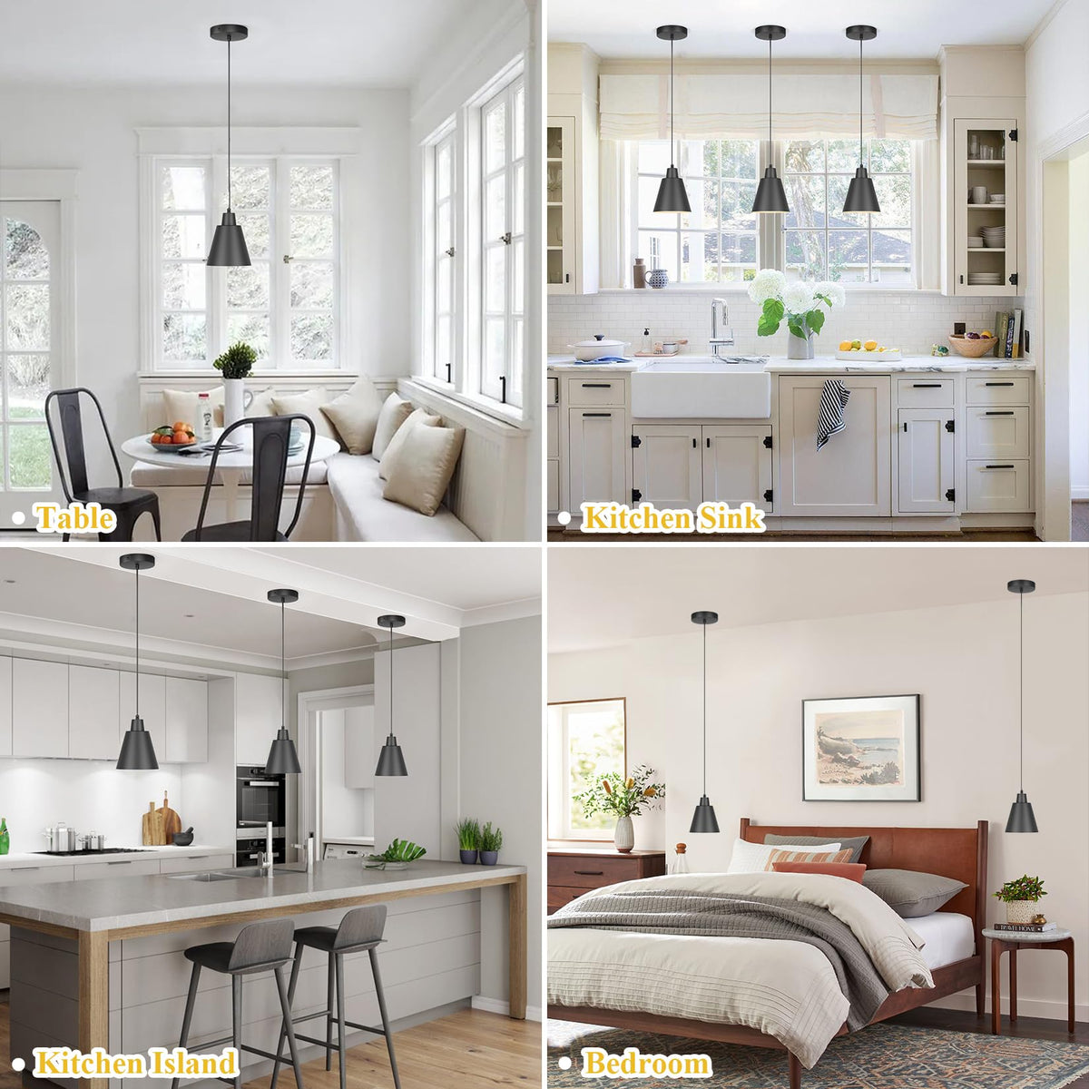 Aoceley Industrial Pendant Lights – 3-Pack Black Farmhouse Fixtures for Kitchen Island