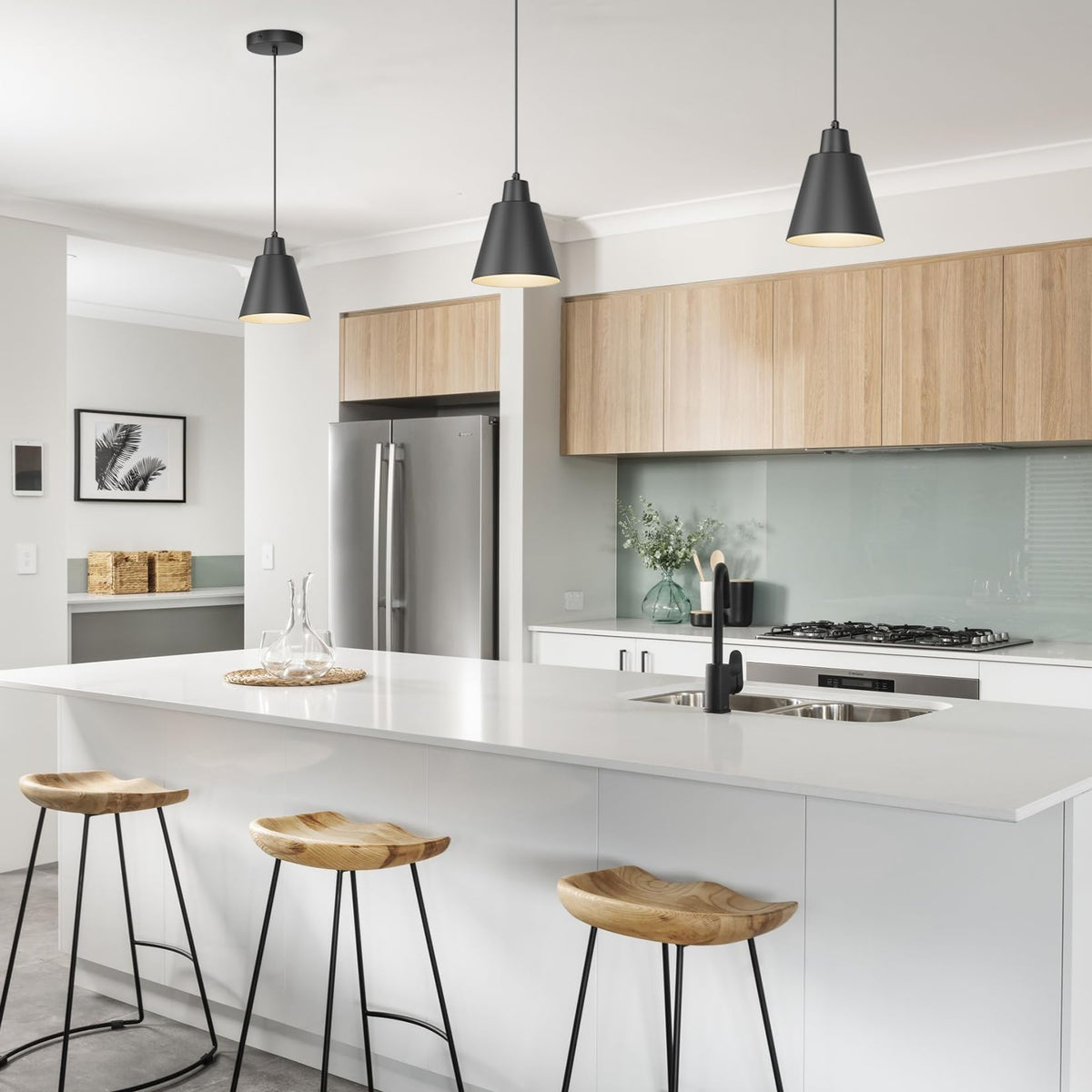 Aoceley Industrial Pendant Lights – 3-Pack Black Farmhouse Fixtures for Kitchen Island