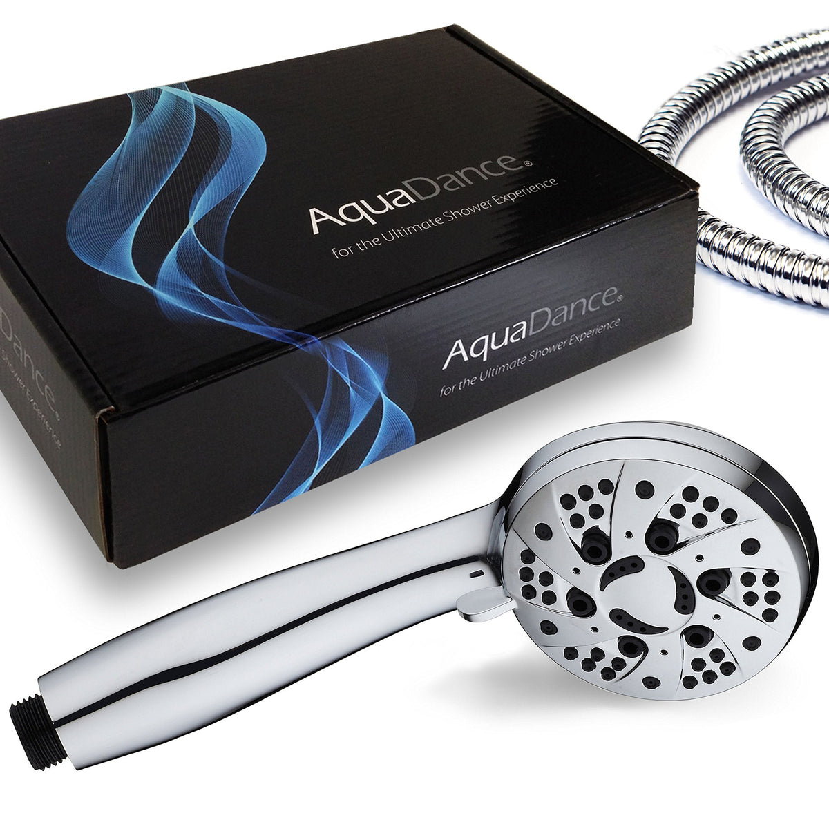 AquaDance High Pressure 6-Setting Chrome Face Handheld Shower with Hose – 3.5\" Face, 5 ft Hose, US-Quality Tested