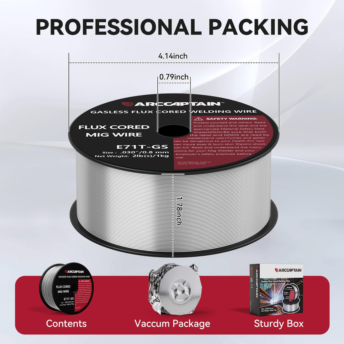 ARCCAPTAIN Flux Core Welding Wire .030 E71T-GS – 2 lb Gasless MIG Wire for Mild Steel