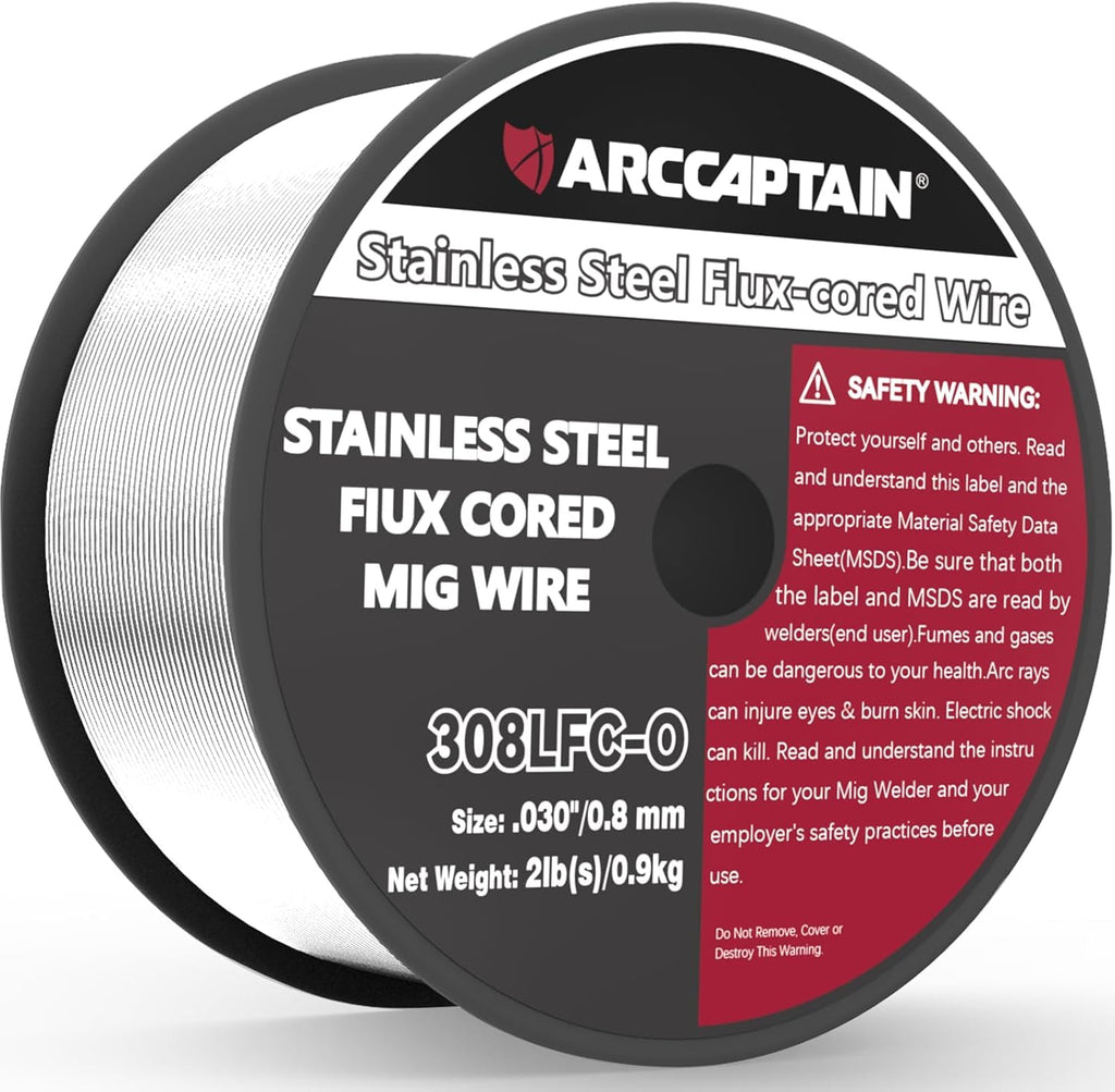 ARCCAPTAIN E308LFC-O Flux Cored Stainless MIG Wire .030 – Low Splatter, Wide Welder Compatibility