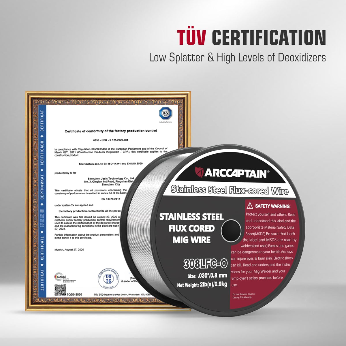 ARCCAPTAIN E308LFC-O Flux Cored Stainless MIG Wire .030 – Low Splatter, Wide Welder Compatibility