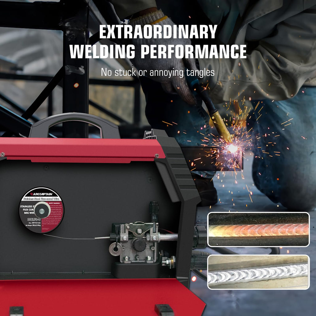 ARCCAPTAIN E308LFC-O Flux Cored Stainless MIG Wire .030 – Low Splatter, Wide Welder Compatibility