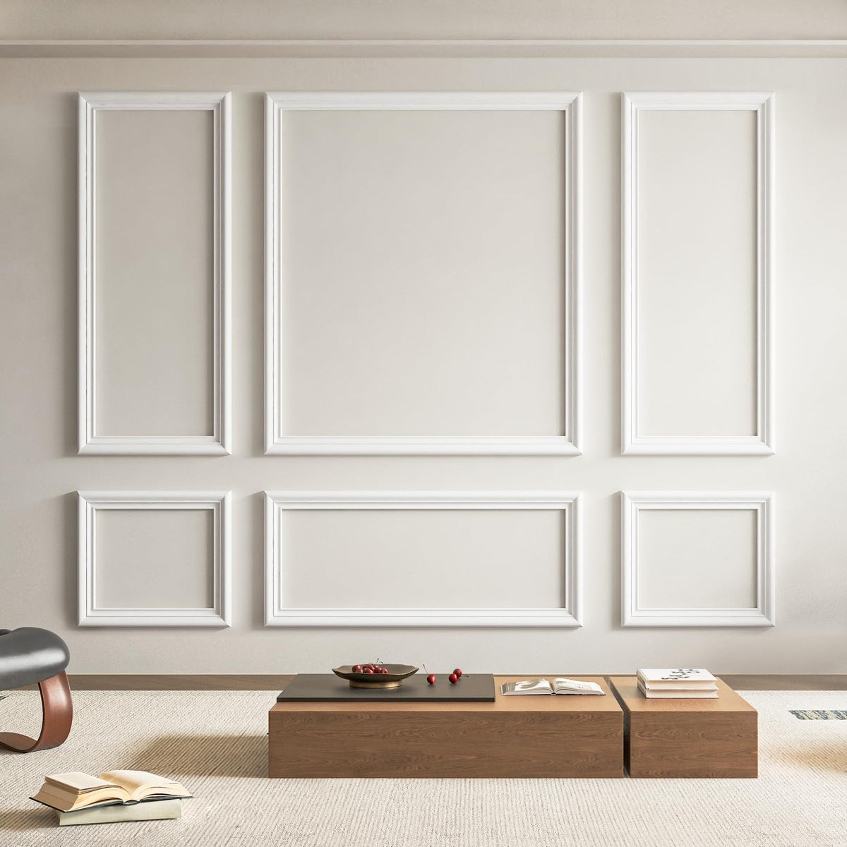Art3d Pre-Cut Wall Molding Set (6 pcs) – Ready-to-Assemble Wainscoting Panels for Interior Walls | Glue Install