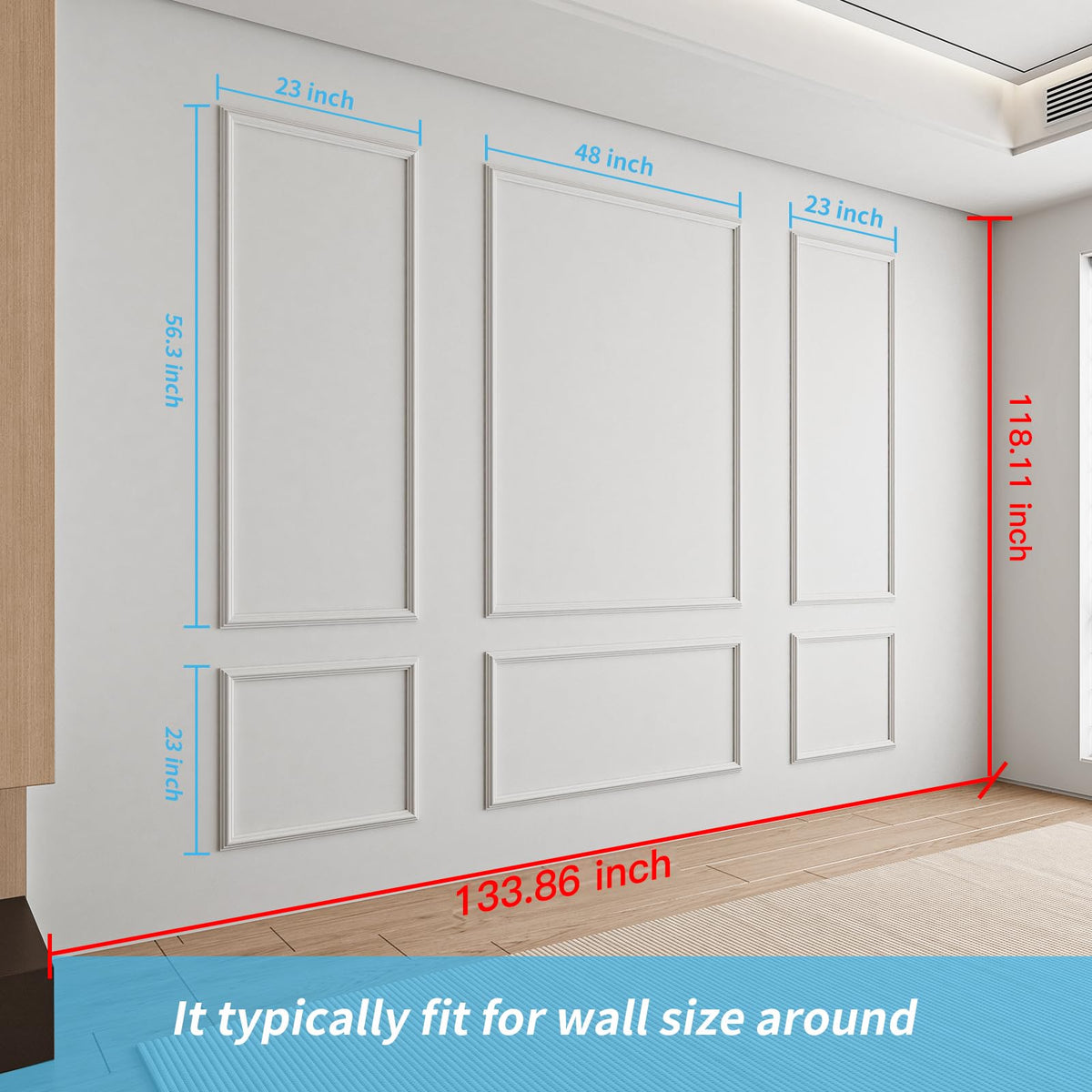 Art3d Pre-Cut Wall Molding Set (6 pcs) – Ready-to-Assemble Wainscoting Panels for Interior Walls | Glue Install