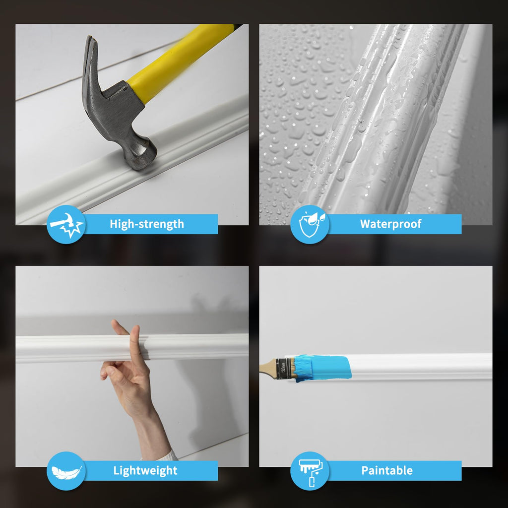 Art3d Pre-Cut Wall Molding Set (6 pcs) – Ready-to-Assemble Wainscoting Panels for Interior Walls | Glue Install